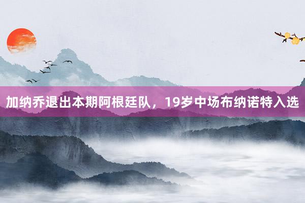 加纳乔退出本期阿根廷队，19岁中场布纳诺特入选