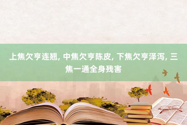 上焦欠亨连翘, 中焦欠亨陈皮, 下焦欠亨泽泻, 三焦一通全身残害