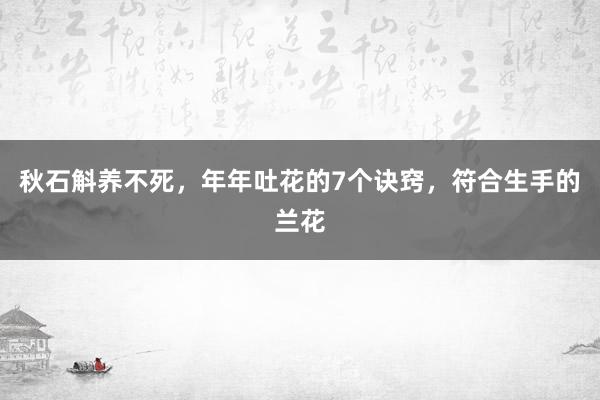 秋石斛养不死，年年吐花的7个诀窍，符合生手的兰花