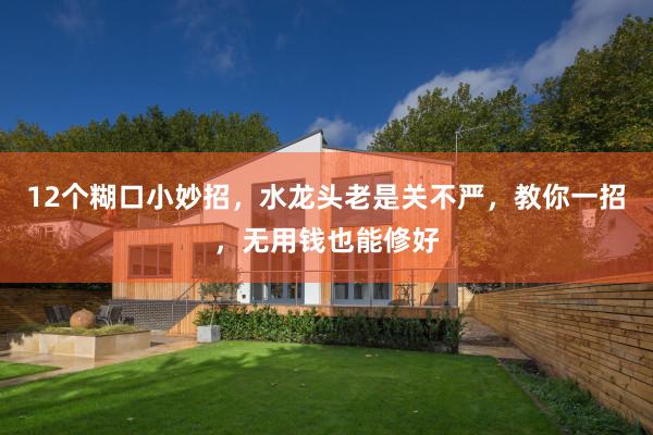 12个糊口小妙招，水龙头老是关不严，教你一招，无用钱也能修好